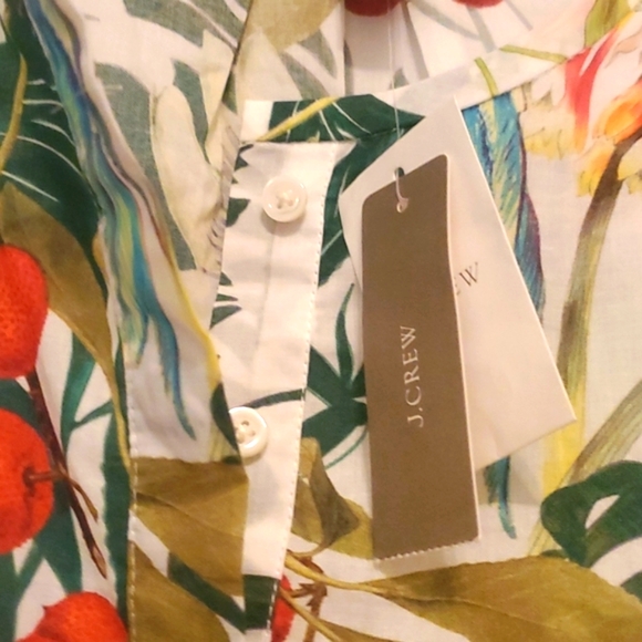 J. CREW Into The Wild Italian Ratti Tropical Floral Print Ruffle Sleeve Top NWT - Picture 11 of 14